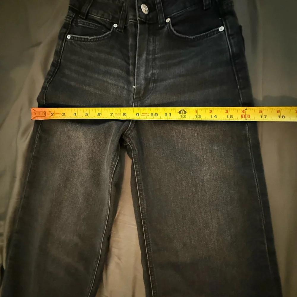 PAIGE viper black distressed High-Rise Wide Leg Jeans Sasha - Picture 8 of 10